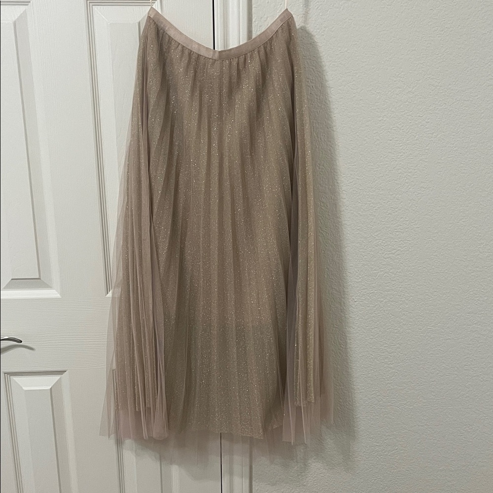 Chic Beige Tulle A-Line Skirt